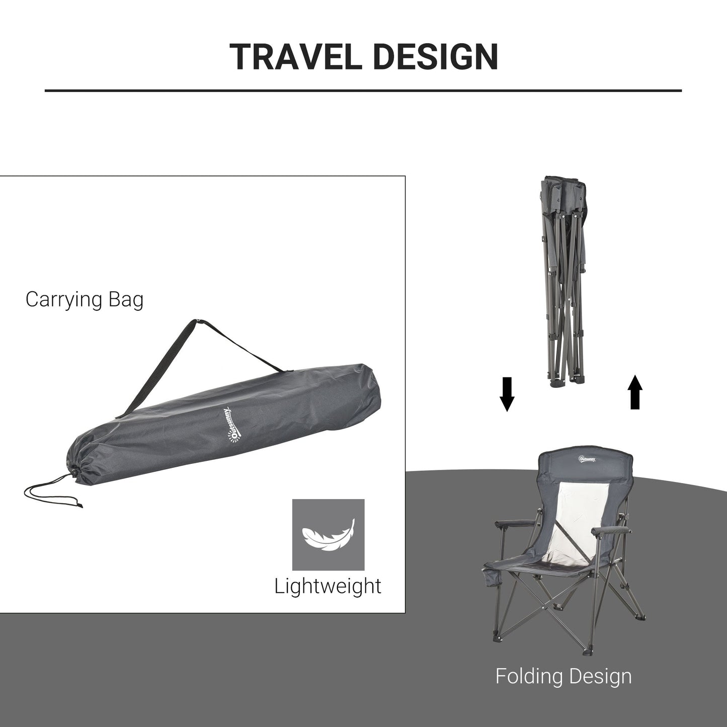 Folding Camp Chair Portable Chair w/ Cup Holder Holds up to 136kg Perfect for Camping, Festivals, Garden, Caravan Trips, Beach and BBQs-3