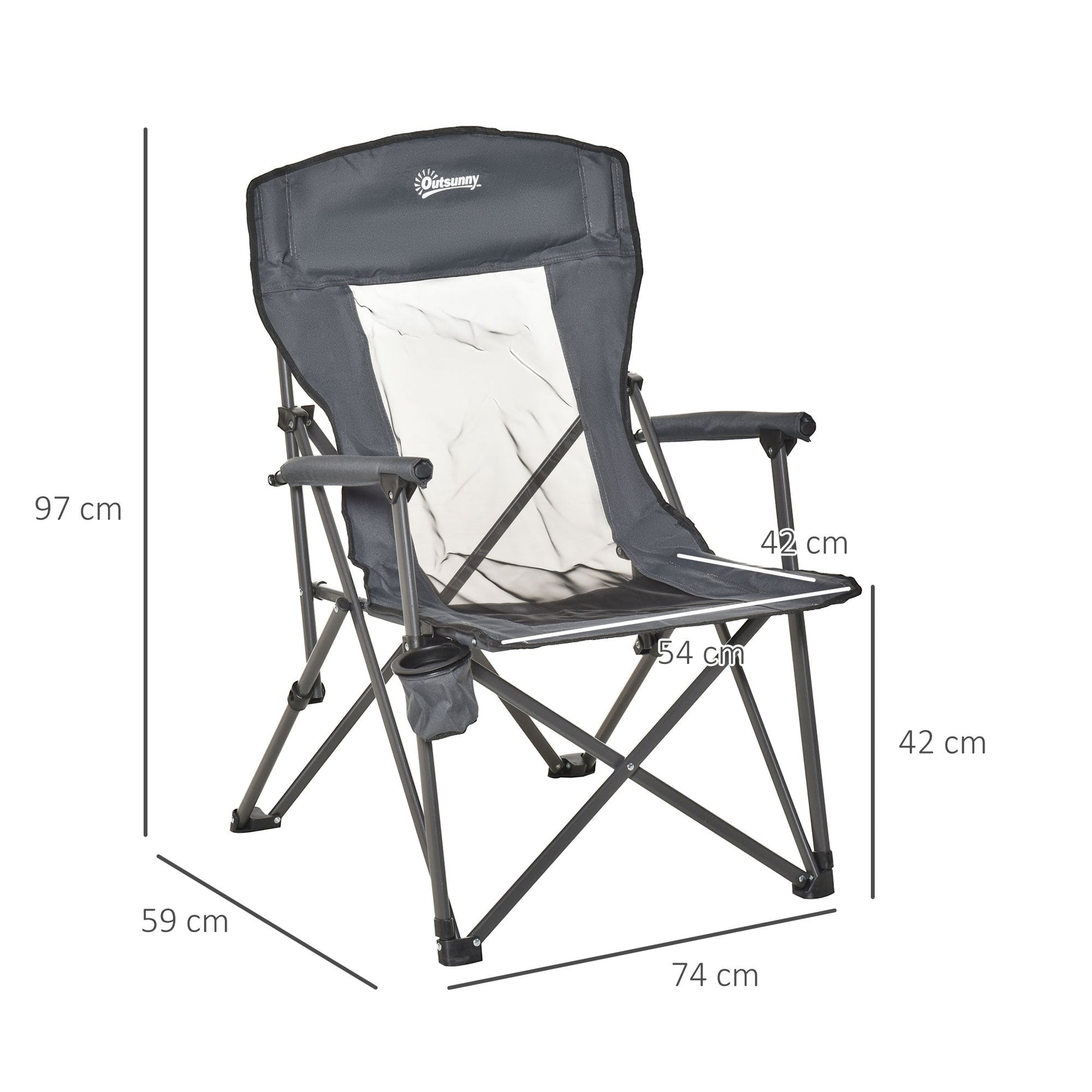 Folding Camp Chair Portable Chair w/ Cup Holder Holds up to 136kg Perfect for Camping, Festivals, Garden, Caravan Trips, Beach and BBQs-2